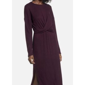 NWT All In Favor Ribbed Knit Midi Dress Wine Burgundy Dress Size Small